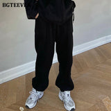 Amfeov 2024 Winter Thicken Velvet Women Tracksuits Casual Hooded Zippers Sweatshirt & Wide Leg Pants Ladies 2 Pieces Set