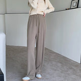 Women Autumn Elastic High Waist Casual Pant Fashion Korean Floor-Length Loose Trousers Femme Streetwear Straight Pantalon
