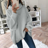 Cyber Monday Sales Women's Sweater Turtleneck Pullover Fashion Solid Knitted Sweater Knitwear Top Autumn Winter Loose Jumper Oversized Pullovers
