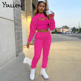 Yiallen Autumn Knitted Solid Simple Three Piece Set Women Pullover Hooded Crop Top+Sleeveless Vest+Slim High Waist Pant Outfit