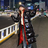 Christmas Gift Women Winter X-length Puffer Hood Bomber Basic Jacket Long Female Coat Loose Parka Plus Size Korean Hat S Outerwear Snow Wear