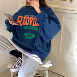 Christmas Gift Women Fleece Letter Printed Pullover Sweatshirts Long Sleeve Casual Sports Lady Oversized Hoodie For 2021 Autumn Korean Fashion