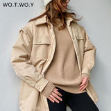 WOTWOY Patchwork Sleeve Autumn Winter Jackets Women Elegant Single Breasted Cotton Padded Parkas Female Sold Bubble Coat 2021