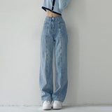 Amfeov Vintage High Waist Jeans Women Y2K Korean Fashion Baggy Woman Jean Loose Straight Pants For Women Denim Jean 2022 New Streetwear