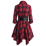 Vintage Autumn Plaid Dress French Style Long Sleeve Slim A Line Dresses Mini Sashes Party Dress For Women Fashion Clothes 2021