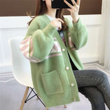 Christmas Gift Womens Sweater Jackets Outerwear Knitting Cardigan Single Breasted Oversized Loose Lady Thicken Warm Female Coats