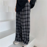 Thanksgiving Day Gifts Oversize 3XL Plaid Pants New Women Casual Loose Wide Leg Trousers Ins Retro Teens Straight Trousers Hip-Hop Unisex Streetwear