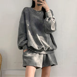 Christmas Gifts 2022 New Tie-Dye Casual Hoodies Two Piece Suits Women Casual Loose Long Sleeve Sweatshirts Spring Autumn Thin Woman Set