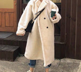 Winter 2021 Women Solid Lamb Fur Coat Long Sleeve Casual Fleece Jacket Turn Down Collar Long Teddy Coat Outerwear