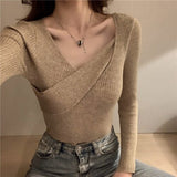 Casual Bottoming Pullover Knitted Jumper All-match Slim Fit  Sweater Women Long Sleeve Solid Autumn Winter Clothes Women  10374