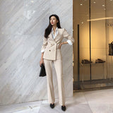 Christmas Gifts Spring And Autumn Women's Office Suit V-Neck Green Two-Piece Sets Female Blazer Girly Elegant Temperament Pantsuit Setup Ladies