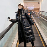Christmas Gift Bright Jacket Women Fashion Korean X-length Long Puffer Bomber Oversize Parka Plus Size Female Coat Basic Snow Wear Hood Ukraine