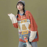 Christmas Gift Women's Sweaters 2021 Autumn Winter Christmas O Neck Sweater for Women Students Korean Loose INS Retro Lazy Sweater for Women