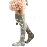 Christmas Gift New Christmas Women Knitted Socks Over-knee Pile Pile with Fur Ball Decoration Keep Warm Winter Clothing Accessory Stocking
