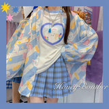 QWEEK Harajuku Kawaii Shirt Women Beautiful Blouses Sheep Printed Spring Korean 2022 Cute Tops Oversize Y2k Female Clothing Chic