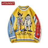 Cartoon Clown Embroidery Harajuku Retro Style Knitted Autumn And Winter Cotton Pullover Top