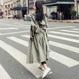 Christmas Gift England Style Double-Breasted Long Women Trench Coat Belted with Flaps Spring Autumn Lady Windbreaker Duster Coat Female Clothes