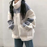 Amfeov Kawaii Teddy Bear Fur Oversize Hoodies Harajuku Women Winter Bomber Jacket Faux Lambs Fur Coat Fleece Plus Size Streetwear