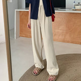 Women Spring Summer Straight Wide Leg Pants Elegant Office Lady Casual Trousers Length 156-166cm