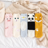 Christmas Gift Lovely Cartoon Animals in Autumn and Winter Plush and ThiCkened Warm Middle Tube Socks Sleeping Socks at Home Floor Socks