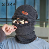 Amfeov Christmas Gift COKK Winter Beanie Hat For Men Knitted Hat Winter Cap Beanie Women Thick Wool Neck Scarf Cap Balaclava Mask Bonnet Hats Gorras