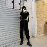 InsGoth Black High Waist Cargo Pants Women Harajuku Streetwear Casual  Joggers Long Pants With Belts Female Loose Korean Style