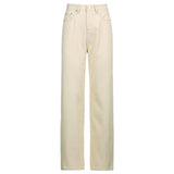 Wide Jeans Baggy Pockets Zipper Cargo Pants Y2K Aesthetic Deinm Pants Fahion Mom Pants Women Korean Vintage Trousers
