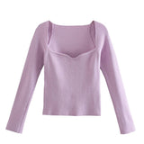 Christmas Gift PUWD Sexy Woman Solid Strapless Knitted Tops 2021 Spring Fashion Ladies Slim Streetwear Pullover Ladies Chic Knit Ribbed Top