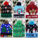 Amfeov Christmas Gift LED Christmas Hats Beanie Sweater Christmas Santa Hat Light Up Knitted Hat for Kid Adult For Christmas Party