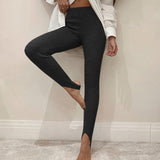 IAMSURE Skinny Knitted High Waisted Step-On-Foot Pants Warm Winter Slim Elastic Waist Leggings Casual Streetwear Female 2021
