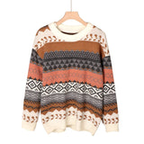 Vintage Knitted Sweaters Women Striped Pullovers Ladies Winter Jumpers Casual Knitwear Argyle Loose Sweater Streetwear 2021