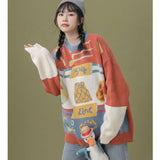 Christmas Gift Women's Sweaters 2021 Autumn Winter Christmas O Neck Sweater for Women Students Korean Loose INS Retro Lazy Sweater for Women