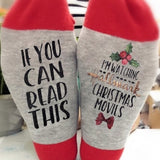 Christmas Gift Casual unisex Christmas socks  letters women socks Cotton red socks if you can read this sock Happy Funny socks christmas gift