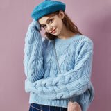 Autumn And Winter Women O-Neck Sweater Oversize Warm Pullovers Sweater Long Sleeve Candy Color Loose Pullover Sweet Girl