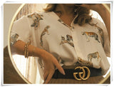 Amfeov tiger print elegant office ladies blouse long sleeve female tops fashion autumn spring shirts  2020 women blusa de mujer new
