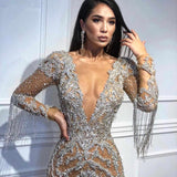 Amfeov Luxury Evening Dresses Long Woman Gown 2022 Sequins Robe De Soir Parties Plus Size Bride Dress Prom Party Gowns