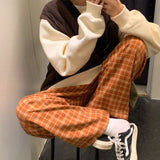 Harajuku Plaid Pants Women Oversize Wide Leg Trousers Female Korean Style High Waist Checkered Pajama 2021 Spring Summer