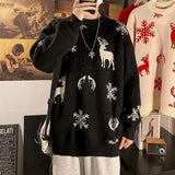 Amfeov Christmas Gift Christmas sweater pullover long-sleeved oversized men sweater couple autumn winter elk knit Hong Kong women's streetwear tops