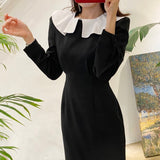 Christmas Gift French Style Spring Autumn Women's Dress Casual A-Line Office Lady Eleagnt Lace-Up Slim Fashion Dresses