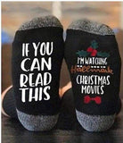 Christmas Gift Casual unisex Christmas socks  letters women socks Cotton red socks if you can read this sock Happy Funny socks christmas gift