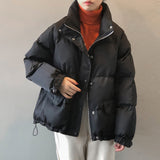 winter ladies fashion oversize stand collar jacket 2021 new style women zipper thicken warm bread down parka chic coat female