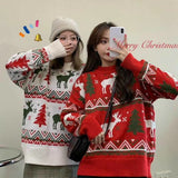 Christmas Gift Autumn and Winter New Korean Women's Loose Couple Christmas Tree Deer Thick Jacquard Sweater