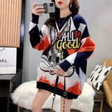 Amfeov Loose Knitted Plus Size Sweaters Rabbit Sequins Women Autumn Winter Casual Female Pullover New Fashion Woman Jumper