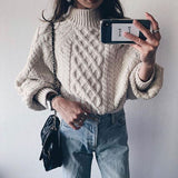 Sweater Women Vintage Knit Sweater Warm Thicken Autumn Winter Twist Female Pullover Jumpers Casual Fashion Korean Japanese Tops