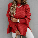 Cyber Monday Sales Women's Sweater Fashion Half High Neck Loose Solid Color Long Sleeve Thick Sweater Pullover Streetwear Autumn Winter Tops Mujer