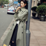 Christmas Gift England Style Double-Breasted Long Women Trench Coat Belted with Flaps Spring Autumn Lady Windbreaker Duster Coat Female Clothes
