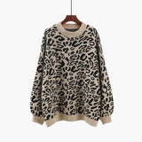 Christmas Gift Leopard Knitted Women Sweater O-Neck Long Sleeve Jerseys Mujer Moda 2020 Pullover Autumn Clothes Plus Size Sweaters