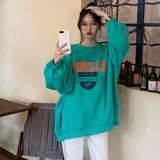 Christmas Gift Women Fleece Letter Printed Pullover Sweatshirts Long Sleeve Casual Sports Lady Oversized Hoodie For 2021 Autumn Korean Fashion