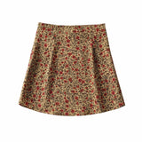 Back To School Amfeov Graduation Gift Summer Women Contrast Color Floral Print Mini Skirt Vintage Package Hips Short Skirts Side Zipper