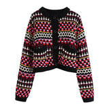 Geometrical Designer Women Cardigan Za 2022 Fashion Autumnn Winter Knitted Sweater Gilet Femme Manche Longue Fashion Chandails